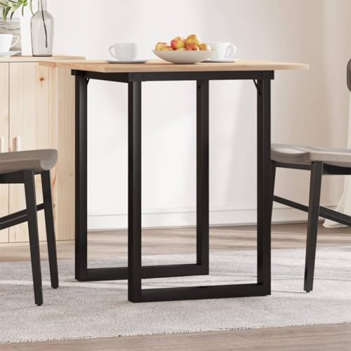 UJCHVHN Mesa de comedor con marco en O, 70 x 70 x 75 cm, madera maciza de pino y acero, mesas de cocina y comedor