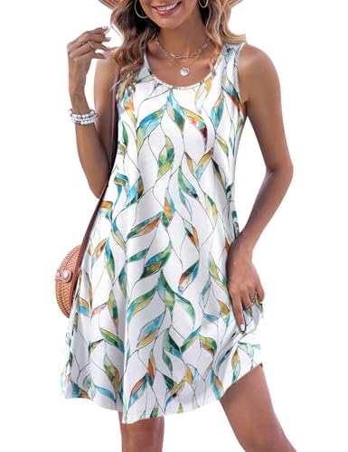 Image of Halife Womens Summer Dresses Casual Sleeveless Tshirt Sundresses Vacation Beach Cover Up Dress with Pockets