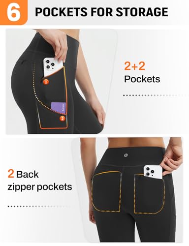baleaf Women's Leggings with 6 Pockets 25'' High Waisted Workout Yoga Tummy Control 7/8 Ankle Pants3