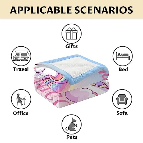 Unicorn Blanket Gifts - 30x40 Inches Cute Throw for Girls - Pink Soft Fuzzy Blankets for Couch & Office