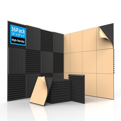 Image of SD SODOCT 36 Pack Self-Adhesive Wedge Acoustic Foam Panels 12 inch x 12 inch x 1 inch