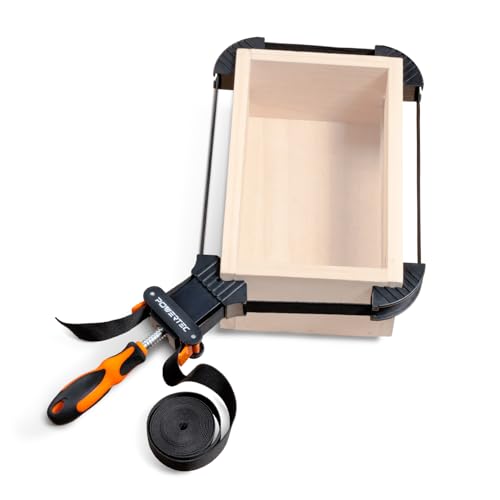 Image of POWERTEC Strap Clamps for Woodworking - Quick Release Band Clamps with Ergonomic Handle, Adjustable Picture Frame Clamp, 13 ft Strap Belt Clamps for Cabinets and Drawers (71101V)