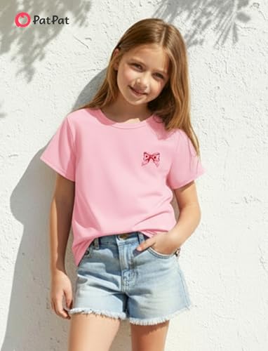 Image of PATPAT Girls Crewneck Short Sleeve Graphic Tees Animal Print Shirts Cute Summer Outfits 5-12 Years
