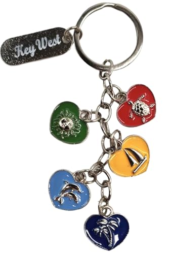 Key West Keychain with Metal Charms Florida Souvenir