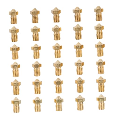 PRETYZOOM 30pcs Brass Printer Nozzles Kit Thread Nozzle Heads for Ed Includes to and Easy to Install for Smooth Printing