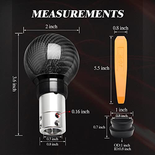 Temsone Universal Carbon Fiber Shift Knob Round Ball Compatible With Lock/Button Automatic Transmission,Give For Boyfriend Father's Carbon Pattern Gear Shift Gift Box(Black) #TOP5