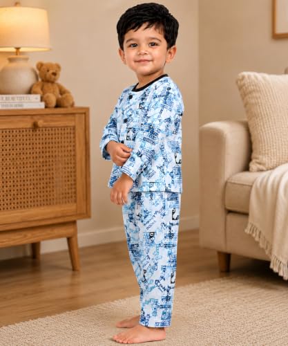 Image of 3BROS BodySuit /Dress for Boys /Girls Full Pajama & Casual Full Sleeves Night Suit Top Combo Kids Set