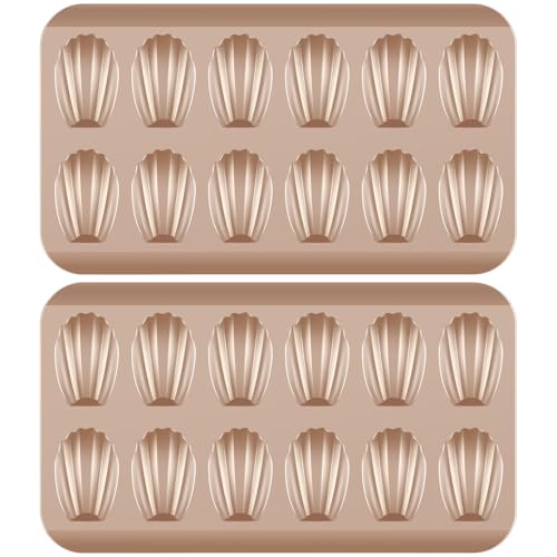 2 Pack Madeleine Pans for Baking, Shell Baking Mold 12 Cavity Carbon Steel Cookie Cake Pan Nonstick Shell Shape Baking Pan for Home Kitchen Bakery Restaurant (Champagne Gold) by ZJMCAJY - Image 8
