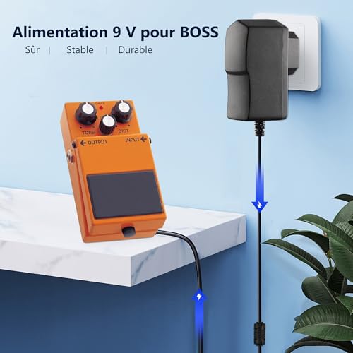 Xahpower 9V 1A Adaptateur d'alimentation de Pédale Guitare, Chargeur Mural pour Behringer, JOYO, Roland, Casio Keyboard, Zoon MS-70CDR, Boss DS-1 DS-2 MD-2 St-2 SD-1 RC-3 ME-80 GT-1 RC50 – vue 6