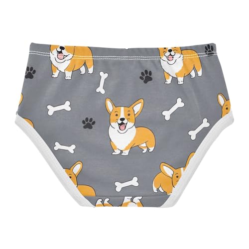 Playful Corgi Dogs Gray Toddler Underwear Custom 2t Cotton Panties for Girl Animal Kids Briefs Undies2