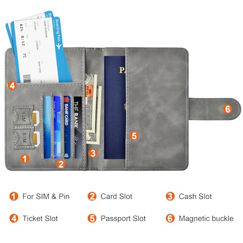 Image of Eoehro Passport Holder for Travel Essentials, Passport Wallet Cover Case for Travel Must Haves Accessories,Passport Book Holders for Women and Men(gray)