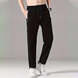 Men's Loose Fit Athletic Pants Lightweight Quick Dry with Zipper Pockets and Elastic Drawstring Waist