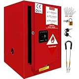 Flammable Storage Cabinet 16 Gallon Red, 18 Gauge Galvanized Steel Chemical Safety Cabinet, 3-Point Locking System & Adjustable Shelf for Warehouses, Industrial Use, Garage & Home