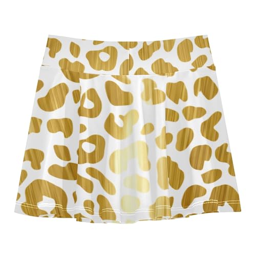 Athletic Shorts Girls Skorts Toddler Tennis Skirts Cheer Butterfly Skirt Golden Leopard Spots White 3t2