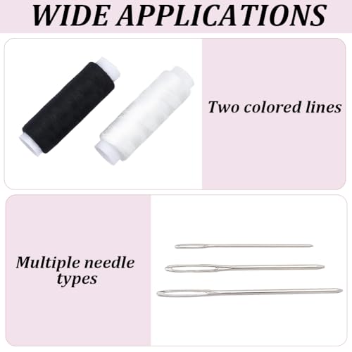 Hilo de coser negro y blanco, 10 rollos, 1100 yardas total miniatura 6