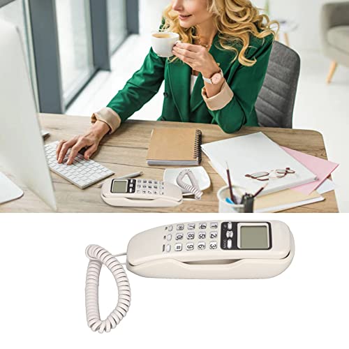 Schnurgebundenes Telefon, Heimbüro-Tischtelefon mit LCD-Display, Unterstützung für Flash-Funktion, Redlal-Funktion, Wählbarer Klingelton, Kalender, Kabelgebundenes Festnetztelefon für das(Weiß)