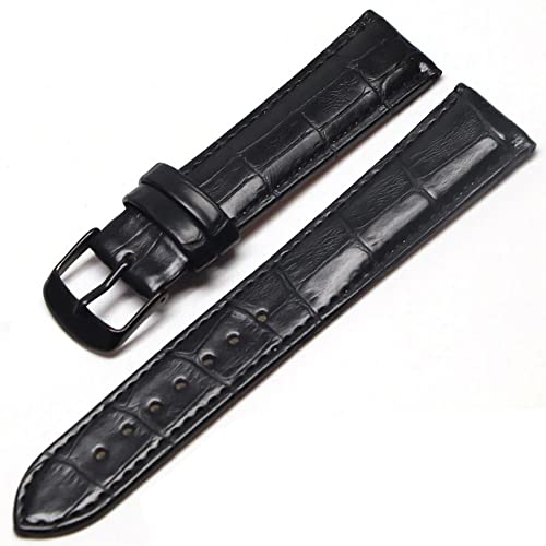 Image of 18mm 20mm 22mm 24mm 26mm 28mm 30mm 32mm Genuine Leather Black Brown Light Brown Blue Silver Rose Yellow Golden Silver Buckle Clasp Watch Band Strap for Men and Women