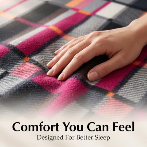 Image of VAS COLLECTIONS 220 GSM Ultra Soft Flannel Blanket Set of 2 for Single Bed, Premium Fleece Winter Blanket, Skin Friendly, Breathable, Durable, Easy Care, 60 x 90 Inches - Hot Pink & Seafoam