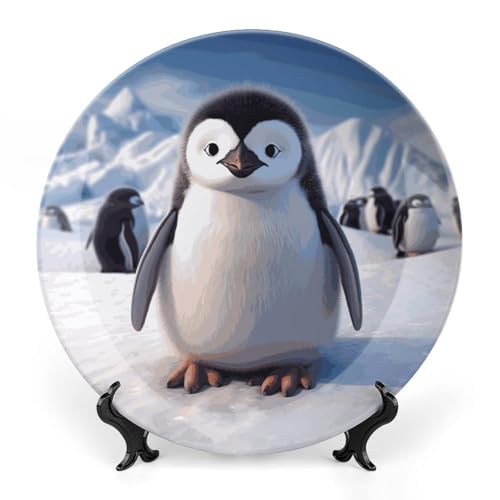 Plato decorativo con pingüino de porcelana Bone China 7 pulgadas miniatura 1