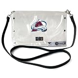Littlearth NHL Colorado Avalanche Clear Envelope Purse with Black Fashion Strap, Team Color, 10" x 6.5" x 0.5"