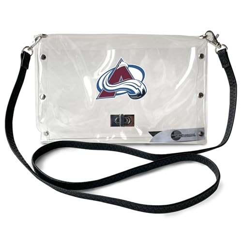 Littlearth NHL Colorado Avalanche Clear Envelope Purse with Black Fashion Strap, Team Color, 10" x 6.5" x 0.5"