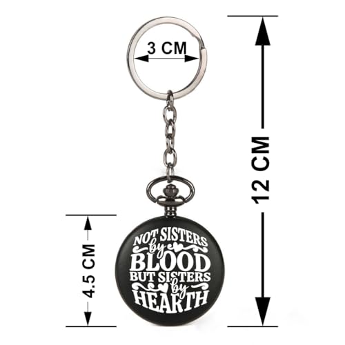 Image of Vintage Gandhi Style Pocket Watch with Engraved Designs & Messages Royal Black Analog for Men Women & Kids Includes Key Ring for car or Bike Keys Ideal Gift