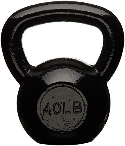 Image of amazon basics Enamel Cast Iron Kettlebell - 18 kg, Black