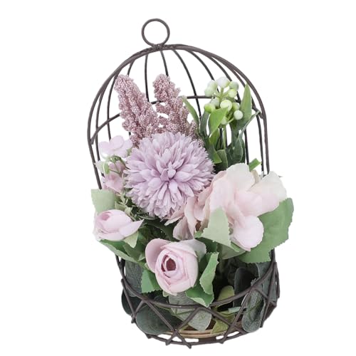 Support pot de fleur cage oiseaux violet | Déco table vintage romantique jardin