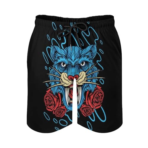 Maillot de bain séchage rapide au design exclusif bleu léopard S