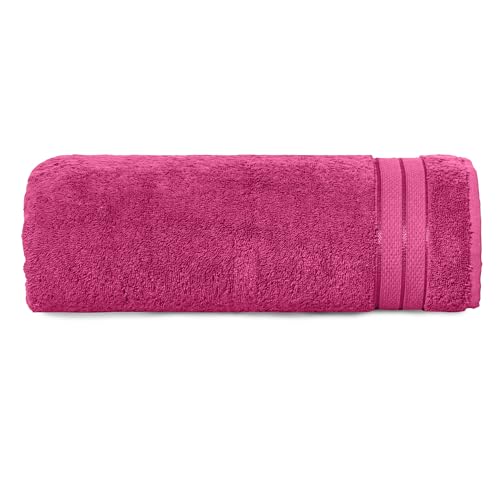 Image of Elegant Comfort Three Line Popcorn Towel Set for Bathroom 35 x 70 inches, Premium Hotel Quality 1-Pack Jumbo Towels, 100% Turkish Cotton, Soft and Durable, Quick Dry and Highly Absorbent, Hot Pink