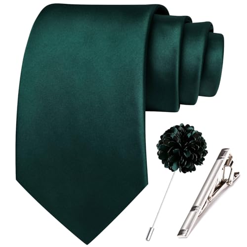 Image of Hi-Tie Men's Extra Long Solid Satin Tie Set 63 Inch /70 Inch Formal Necktie