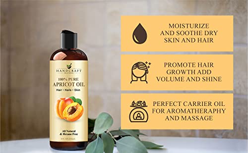 Handcraft Apricot Kernel Oil - 100% Pure And Natural - Premium Quality Cold Pressed Carrier Apricot Oil For Aromatherapy, Massage And Moisturizing Skin - 8 Fl. Oz #TOP4