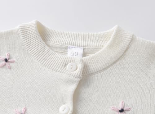 Flower Knit Embroidered Cardigan Sweater Round Neck Long Sleeve Cardigan Jacket 100% Cotton Knit Outerwear3