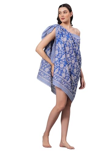 Pareo de playa de algodón 100% con estampado indio para mujer y falda bikini transpirable 4