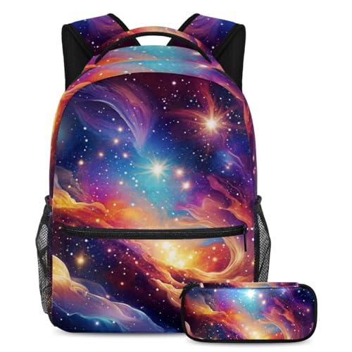 Cartable pour enfants galaxie multicolore avec sa trousse, le cadeau de rentrée idéal