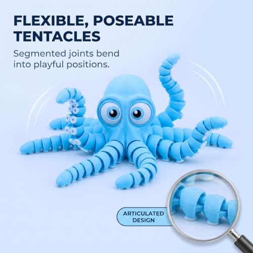 Image of 3D Printed Cute Octopus Toys,Flexible Joint 3D Printed Animals(Blue)