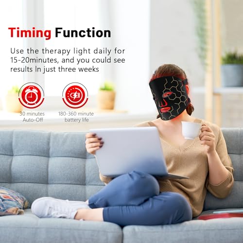 Red Light Therapy Mask for Face, 8-1 Colors Light Facial Skin Care Mask, Red Light Therapy Mask at Home, 660nm&850nm Infrared Light Therapy Device Mask with Timer Remote. - Image 7