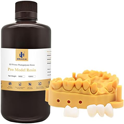 Jamghe 3D Printer Resin Dental Pro Model Resin Dental Prosthetic Model Resin for Crown and Bridge Model, Orthodontic Model, Implant Model etc. (Yellow)