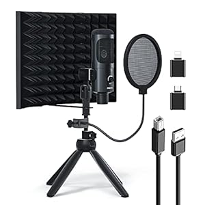 Studio Recording Microphone Isolation Shield with Pop Filter & Four-pod Stand Kit Studio USB Mic to Laptop Pc Smartphone USB Condenser Equipment
