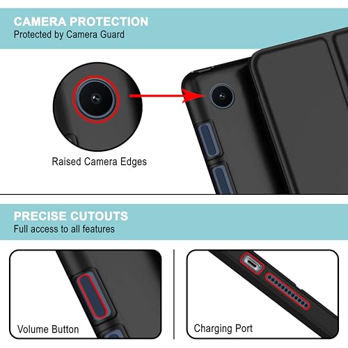 Image of CEDO Tri-Fold for Samsung Tab A9+ Plus (11 in) Smart Case Flip Cover with Multi Viewing Angles Stand | Leather Finish | Heat Dissipation | TPU Backcover (Black)