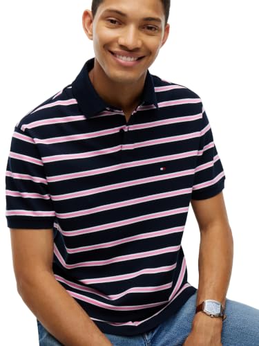 Image of Tommy Hilfiger Men's Short Sleeve Polo Shirts in Classic Fit with Stretch and Organic Pique Cotton