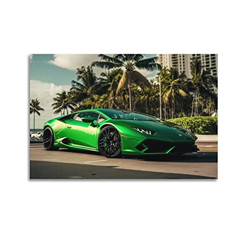 Poster Supercar voiture de sport verte Lamborghini Huracan peinture murale 50x75cm