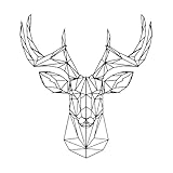Thème animalier géométrique : cerf, ligne géométrique continue Stickers gravés 54x58.8cm Culture du tatouage Noir