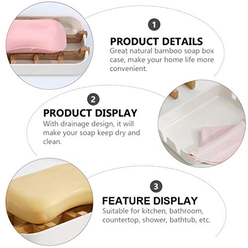 Yardwe 2 Unidades de Saboneteira de Dreno de Bambu Saboneteira de Bancada Destacável Bandeja Porta-