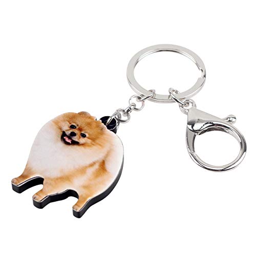 WEVENI Acrylic Cute Pomeranian Dog Keychain Pet Keyring Jewelry Charms For Women Girls2