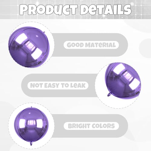 Image of 6pcs 22 inch Black Purple Star Balloons and 4D Large Foil Balloons, Black Foil Star Balloon Purple 4D Aluminum Balloon For Birthday Baby Shower Halloween Theme Party Wedding Graduation Decorations