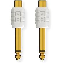 DJ TechTools Chroma Adapters, RCA Female to 1/4" Male Audio Cable Adapters, Set of 2 White