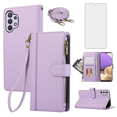 Coque Samsung A32 5G Asuwish zippée anti-rayure avec vitre écran en verre