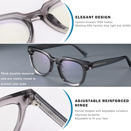 Image of Blue Light Glasses for Woman /Men TR90 Computer Eyeglasses with Anti Eyestrain & UV Glare (Gery)