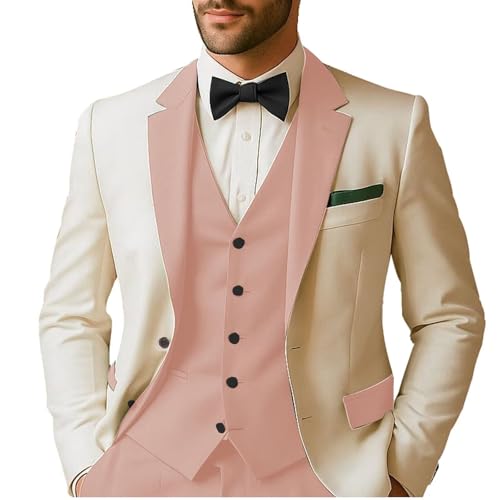 Mens Slim Fit Suit 3 Piece Men Tuxedo Suit Sets Prom Formal Wedding Suits Two Button Blazer Vest Pants